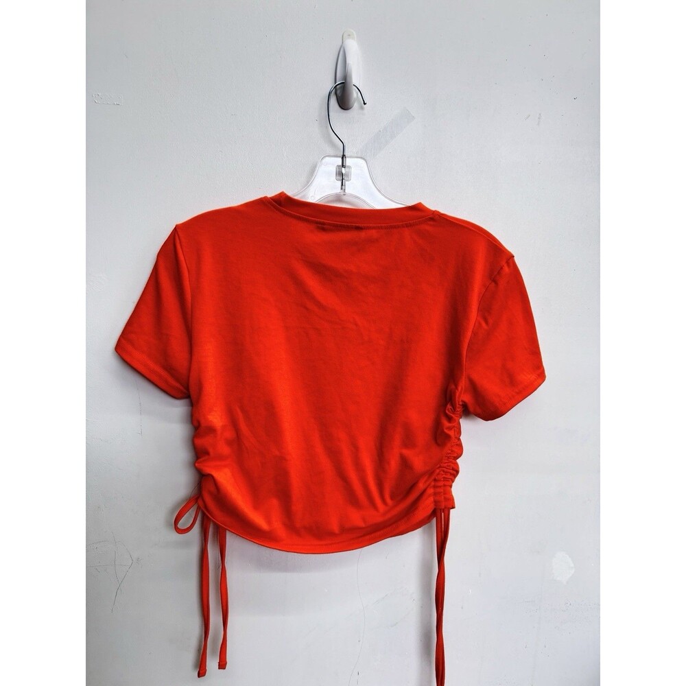 SHEIN Women's EZwear Drawstring Side Solid Top JL3 Neon Orange Size Small - Picture 5 of 5